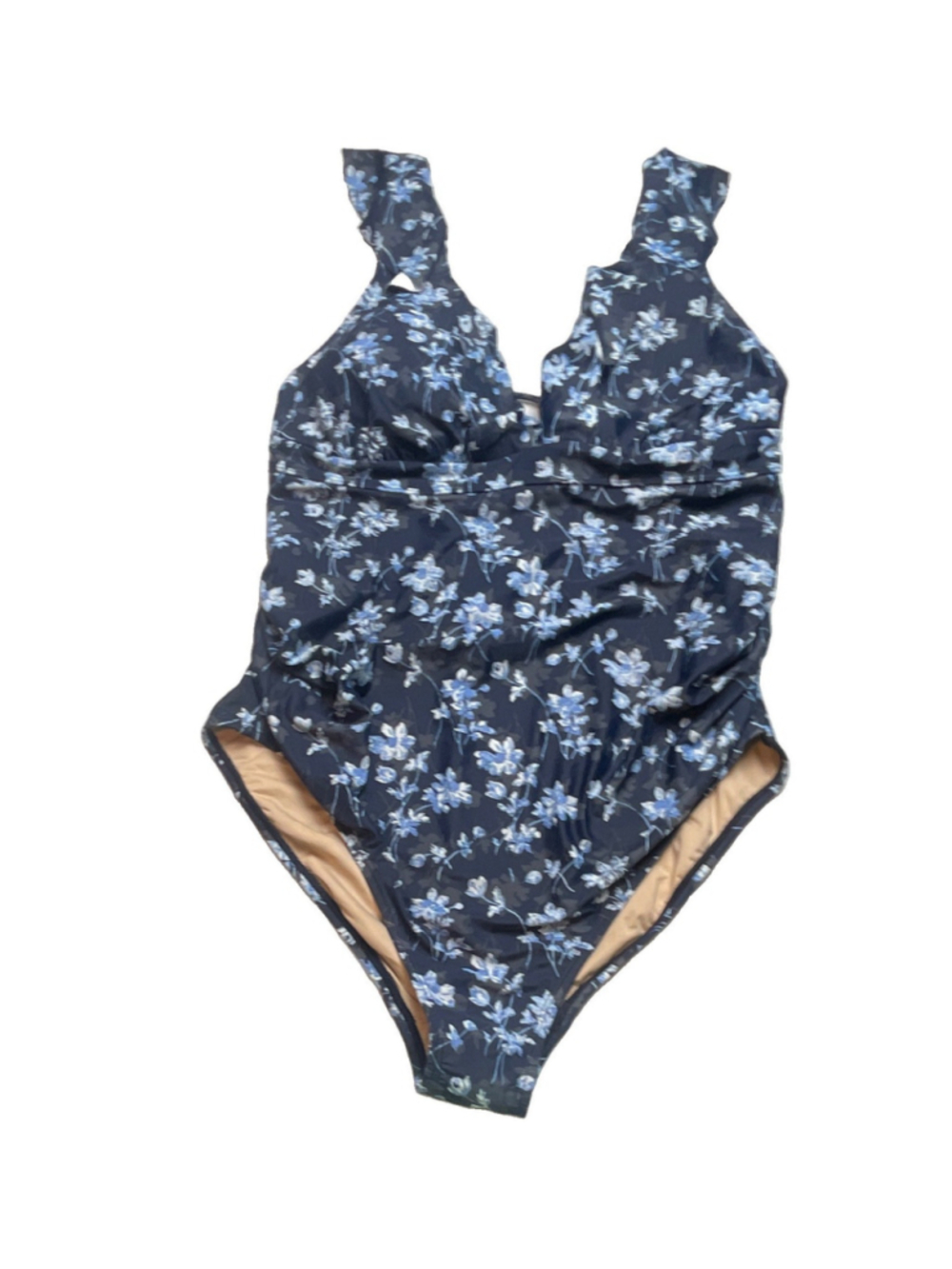 A Pea in the Pod Maternity One-Piece Swimsuit L Navy Blue Floral Underwire G - Picture 2 of 10
